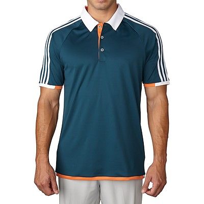 Adidas Golf Climachill Competition 3 Stripe Polo Shirt Utility Green/White