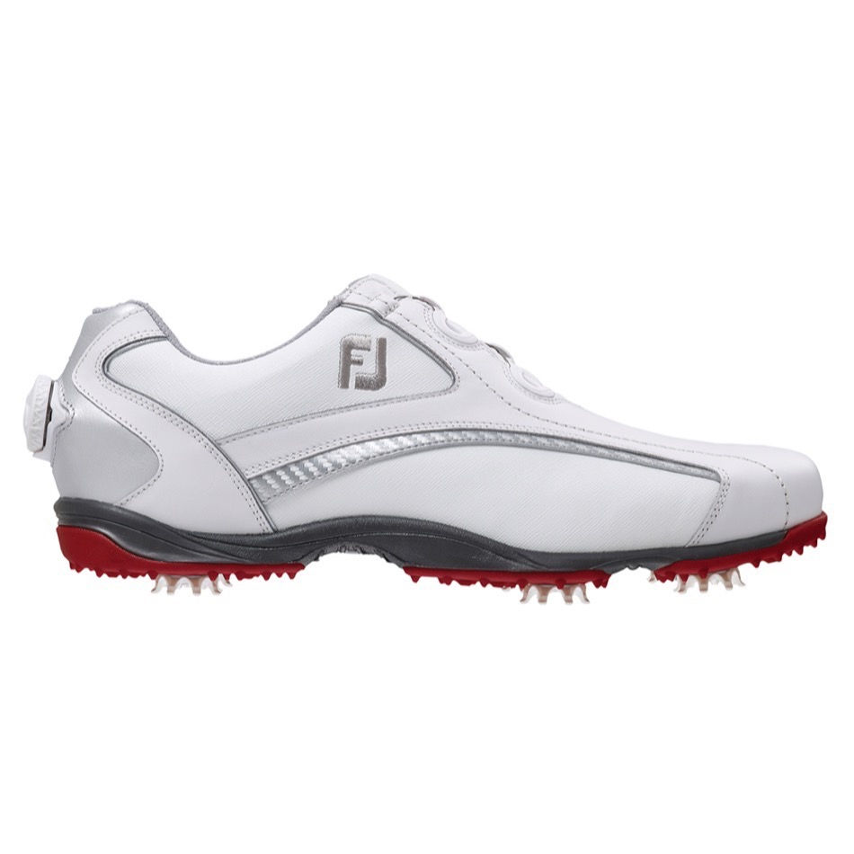 Footjoy Mens Hydrolite Golf Shoes BOA #50077 / White - Red / UK 8.5 Medium