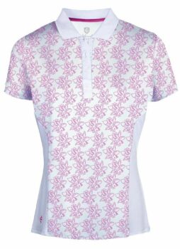 Island Green Golf Ladies Freesia Floral Short Sleeve Quick Dry Polo Shirt Top