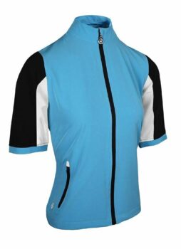 Island Green Golf Ladies Contrast Short Sleeve Water Repellent Windstopper Top