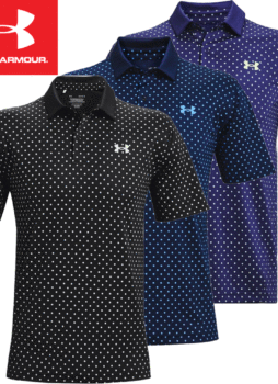 UNDER ARMOUR MENS PERFORMANCE PRINTED STRETCH GOLF POLO SHIRT / NEW 2021 MODEL