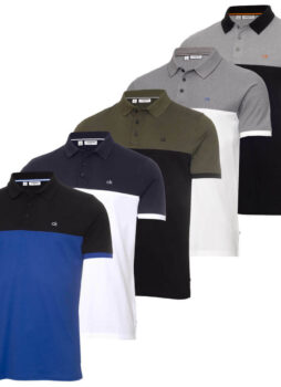 Calvin Klein Mens 2021 Colour Block Moisture Wicking Polo Shirt 46% OFF RRP