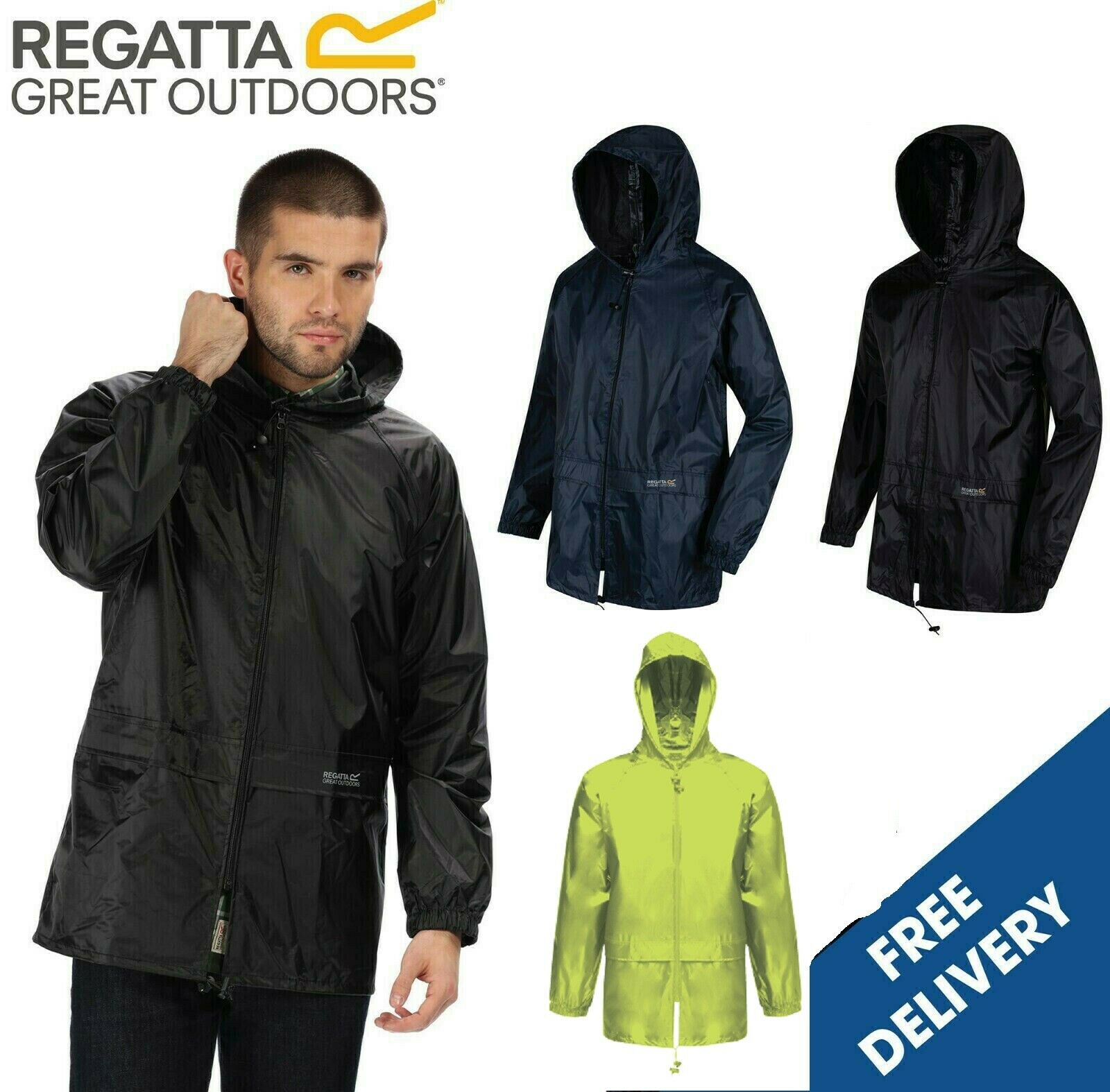 Regatta Mens Womens Stormbreak Rain Coat Waterproof Jacket Packable