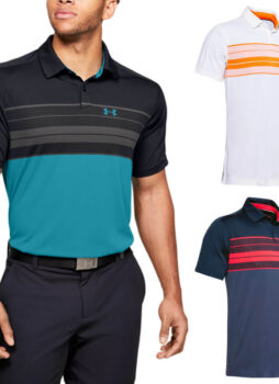 Under Armour Mens Vanish Chest Stripe Wicking Golf Polo Shirt 45% OFF RRP