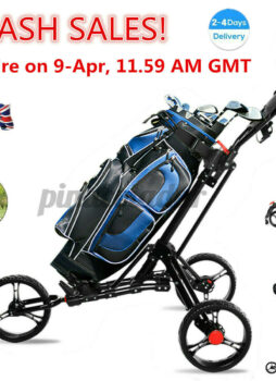 3 Wheel Golf Trolley with Cup/Umbrella Holder Golf Push/Pull Trolley Adjustable