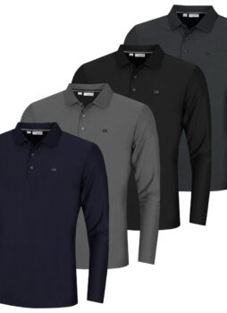 Calvin Klein Mens 2021 Long Sleeve Light Central Golf Polo Shirt 45% OFF RRP