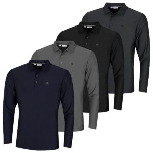Calvin Klein Mens 2021 Long Sleeve Light Central Golf Polo Shirt 45% OFF RRP