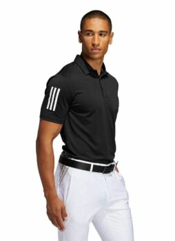 ADIDAS Golf Mens 3-Stripe Basic Soft Stretch 3-Button Golf Polo Shirt