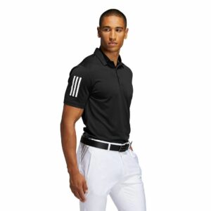 ADIDAS Golf Mens 3-Stripe Basic Soft Stretch 3-Button Golf Polo Shirt