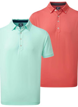 Footjoy Mens Lisle Solid Button Down Collar Stretch Golf Polo Shirt 44% OFF RRP