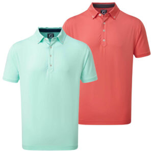 Footjoy Mens Lisle Solid Button Down Collar Stretch Golf Polo Shirt 44% OFF RRP