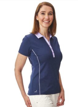 Under Par Ladies Moisture Wick Quick Dry Deep Ribbed Placket Golf Polo Shirt Top