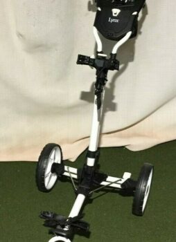 Lynx Golf 3 Wheel Golf Trolley in White + Umbrella & Drinks Holder Brand New