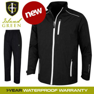 Island Green Waterproof Men's Full Golf Suit Jacket & Trousers Black - NEW! 2020