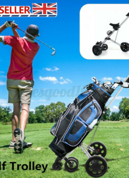 4 Wheel Golf Trolley Aluminum Alloy Foldable Trolley Cart Manual Push Silver