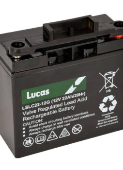 Lucas 12V 22AH 18 Holes Golf Trolley Battery + Powakaddy Female T-Bar Connector