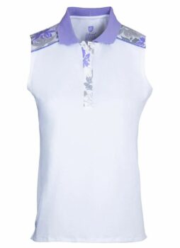 Island Green Golf Ladies Floral Quick Dry Stretch Sleeveless Polo Shirt Top