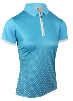 Island Green Golf Ladies Zip Neck Quick Dry Moisture Wicking Polo Shirt Top