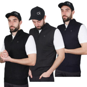 Calvin Klein Golf Mens 2021 CK 1/4 Zip Sleeveless Sweater Vest 27% OFF RRP