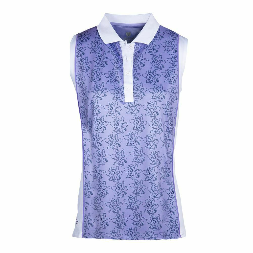 Island Green Golf Ladies Freesia Floral Quick Dry Sleeveless Polo Shirt ...